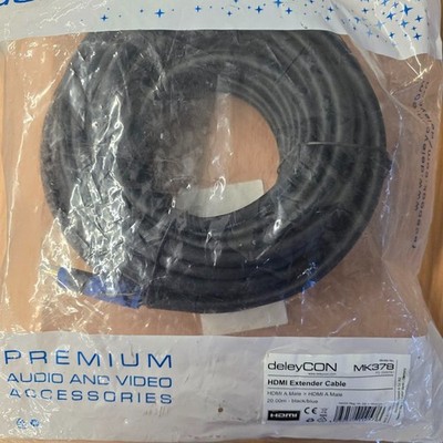 deleyCON HDMI Extender Kabel (NEU)   20m, schwarz/blau