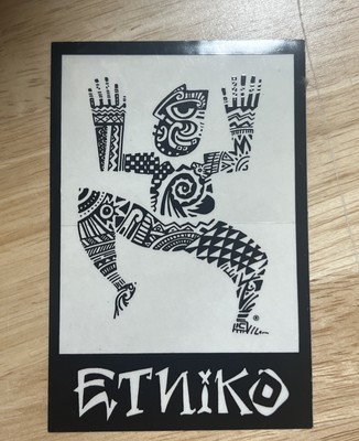 Vintage 90s ETNIKO Aztec Sticker USA Clothing