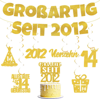 Deko 14 Geburtstag Girlande Junge MäDchen - Goldene 14. Geburtstagsdeko Banner T
