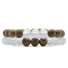 Set of 5 Natural Wood Bead Bracelets - Handmade Fashion Jewelry for Men and Wome