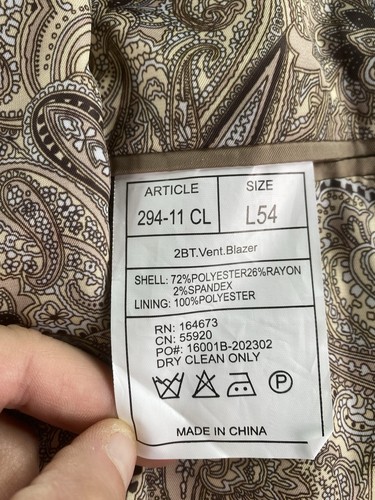Renoir Sport Coat 54 L Beige Blue Polyester Windowpane Check Premium Big & Tall - Picture 12 of 14