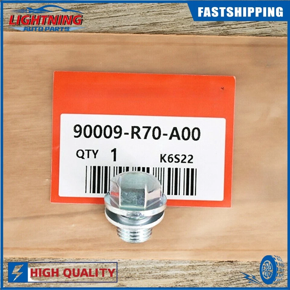 Plugue de parafuso de drenagem de panela de óleo do motor com arruela para Honda Prelude97-01 Ridgeline06-18 - Imagem 2 de 4