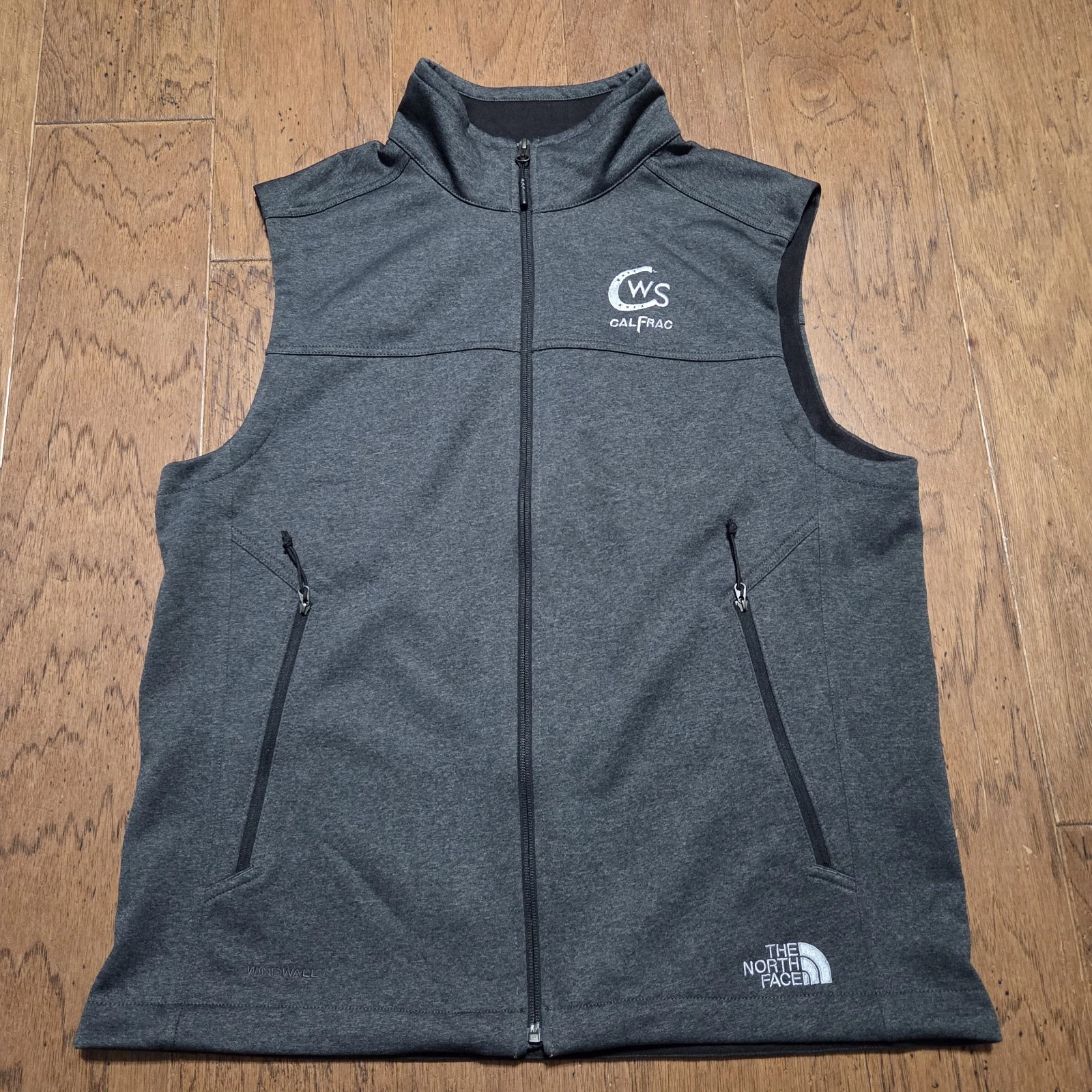 THE NORTH FACE RIDGEWALL Mens Large Gray Windwall Full Zip Pocket Softshell Vest