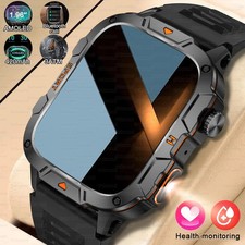 2025 New Military Smart Watch Men Health Monitor 3ATM Waterproof