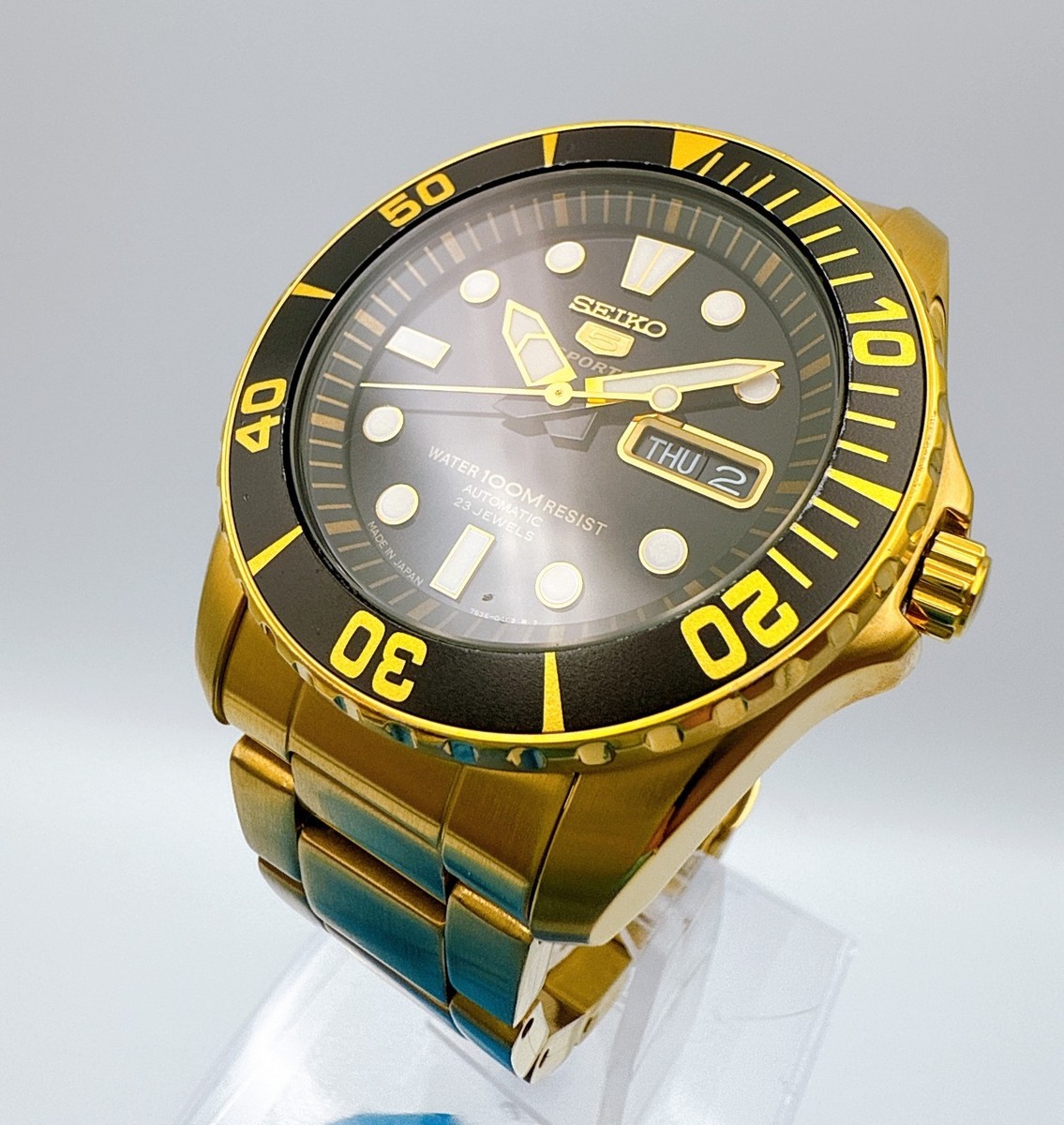 SEIKO 5 SPORTS 7S36-03C0 Automatic Day/Date Gold 41mm Watch JP 6.3