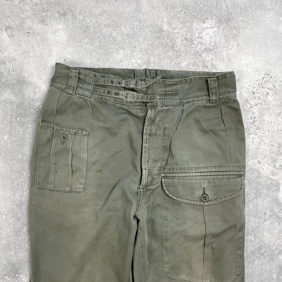 Vintage 80s British Army Jungle Green Battledress Pants Olive Green Size W33 L30 - Image 3 of 4