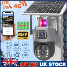 4G LTE SIM Solar Security IP Camera Outdoor 2 Lens PTZ CCTV Motion Detection UK