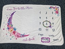 Image of Luka&Lily Baby Monthly Milestone Blanket Girl - 150 x 100 cm Pink Moon Themed