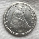 1888-S Seated Liberty Quarter Dollar 25c San Francisco US 90% Silver Coin