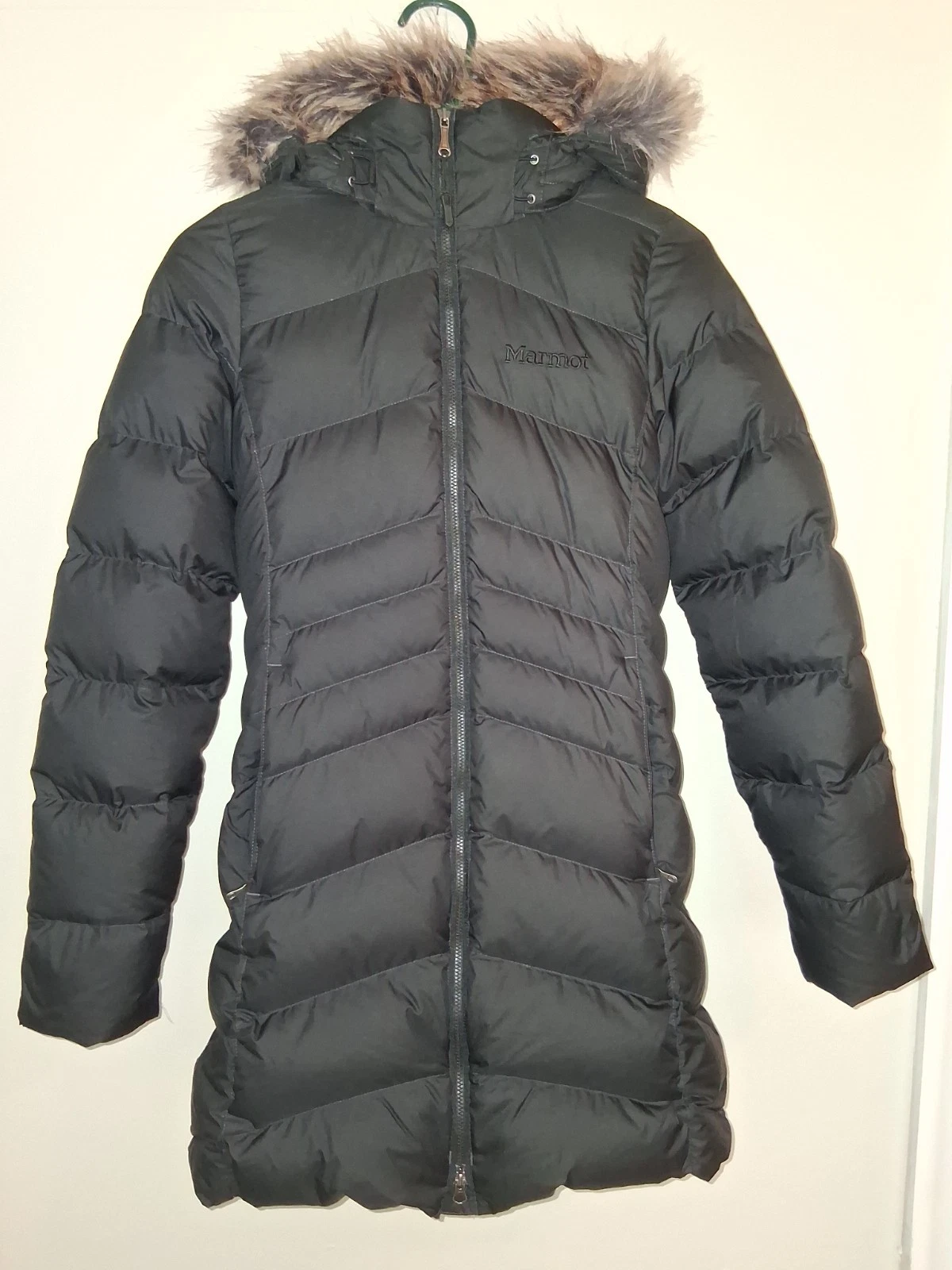 Marmot Montreal Down Parka Puffer Jacket Womens Sm 700 Fill Coat Hooded Fur Zip