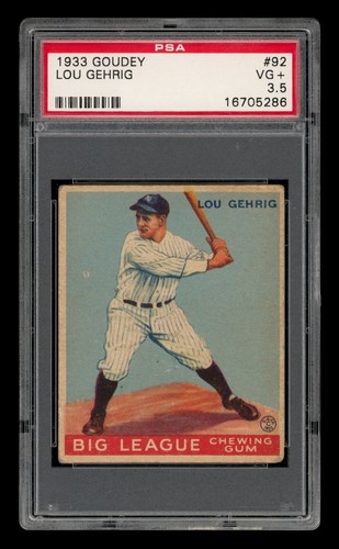 1933 Goudey Set-Break # 92 Lou Gehrig PSA 3.5 VG+