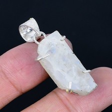 Moonstone Rough 925 Silver Plated Handmade Pendant of 1.58"