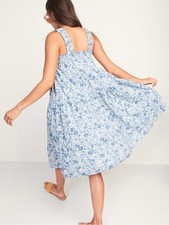 Old Navy Blue Floral tiered swing Midi Sundress