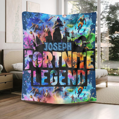 Personalized Gamer Flannel Blanket Custom Battle Royale Gift
