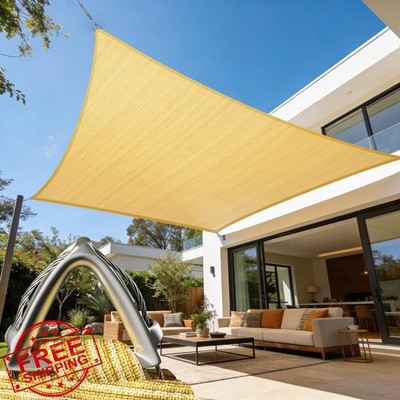 ColourTree Sun Shade Sail Beige 12'x8' Rectangle 260 GSM