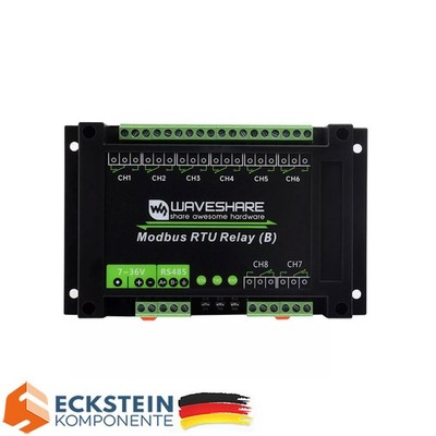 WaveShare Industrial Modbus RTU 8CH Relais Module (B) mit RS485 Interface, 25739