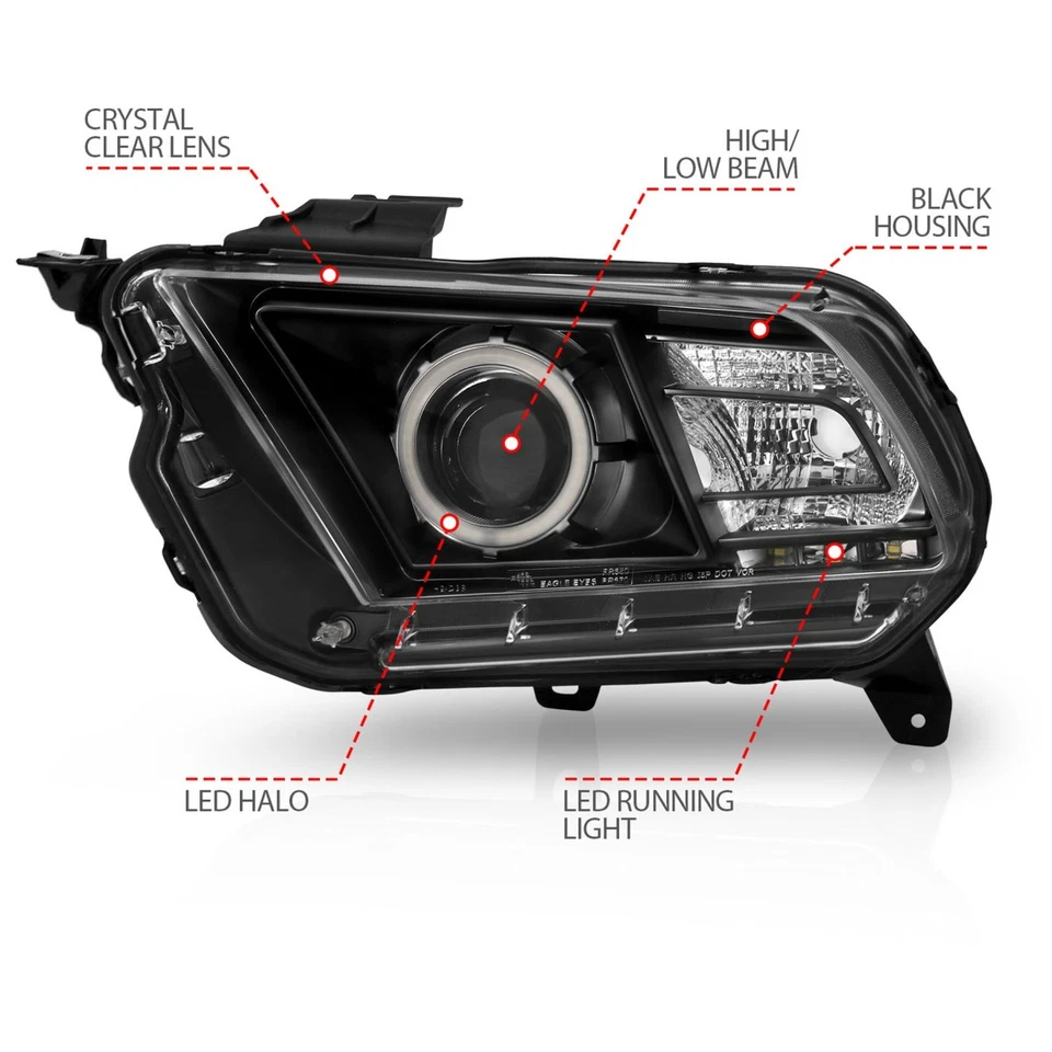 Anzo 121323 Headlight For 2010-2014 Ford Mustang Left and Right Black Housing - Image 4 of 4