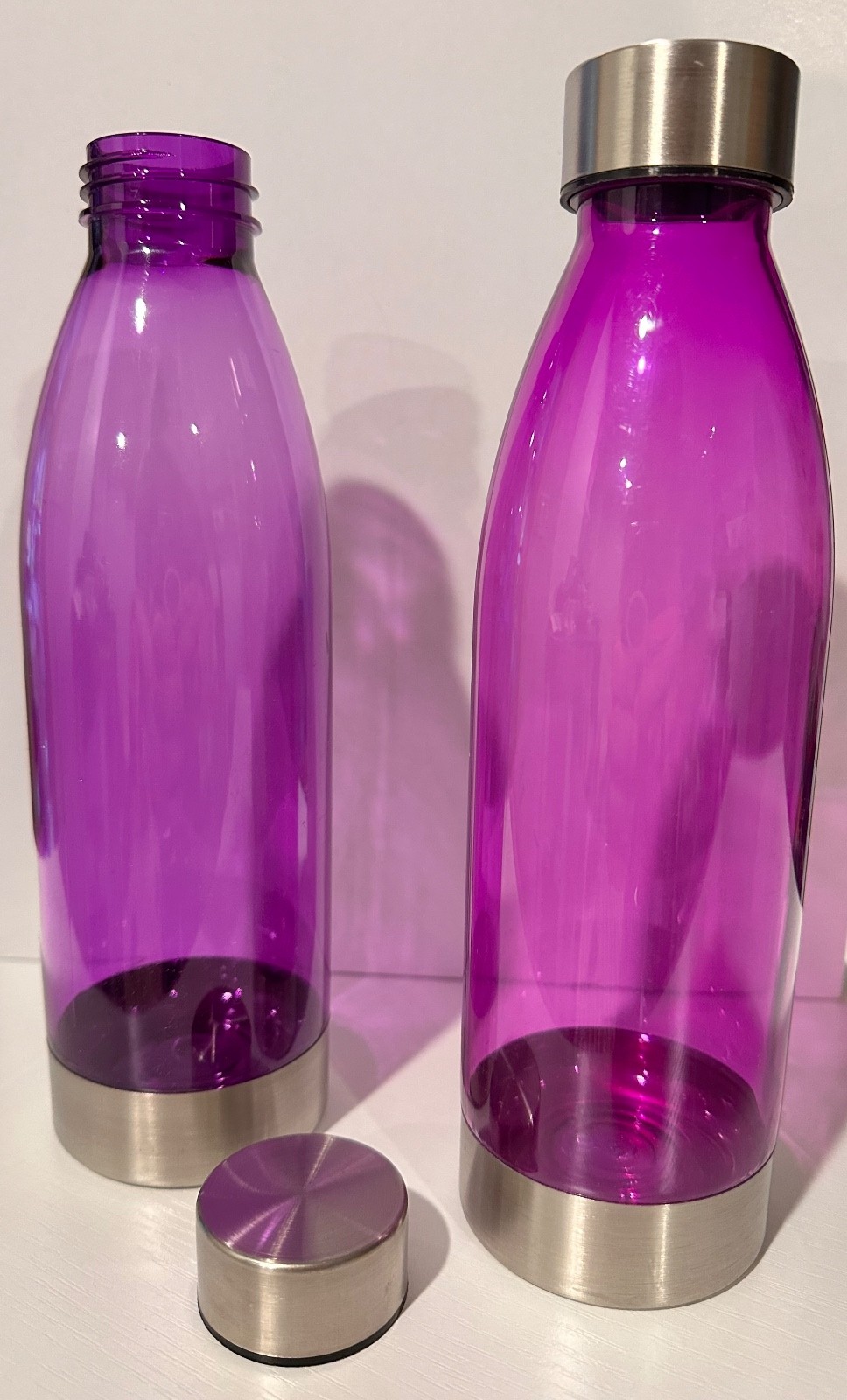 2 pack 22oz Stainless Steel Top/Bottom Plastic Water Bottle - Purple