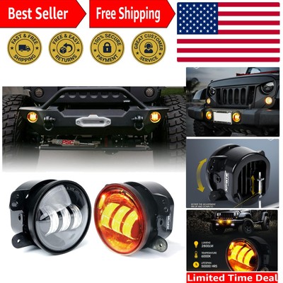 Enhanced Visibility 4'' DOT Approved Amber LED Fog Lights for Jeep Wrangler