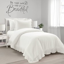Lush Decor Reyna Ruffle Twin XL Cotton Duvet Cover Set with Pillow Sham