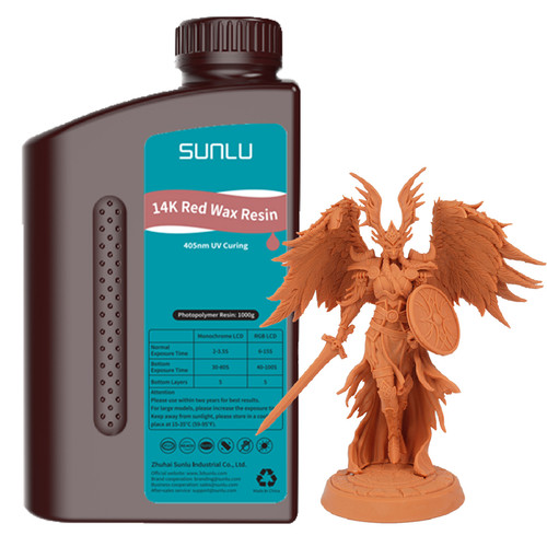 SUNLU 14K’ Red Wax Resin 1KG,3D Printer Resin,Matte Texture,Fit Most LCD Printer