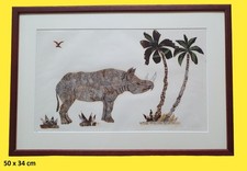 Tableau africain Marqueterie ailes papillons Gabon XXe Art décoratif encadré
