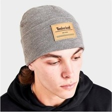 Timberland Beanie Est 1973 Patch Unisex Gray Cuffed Outdoors Winter NWT