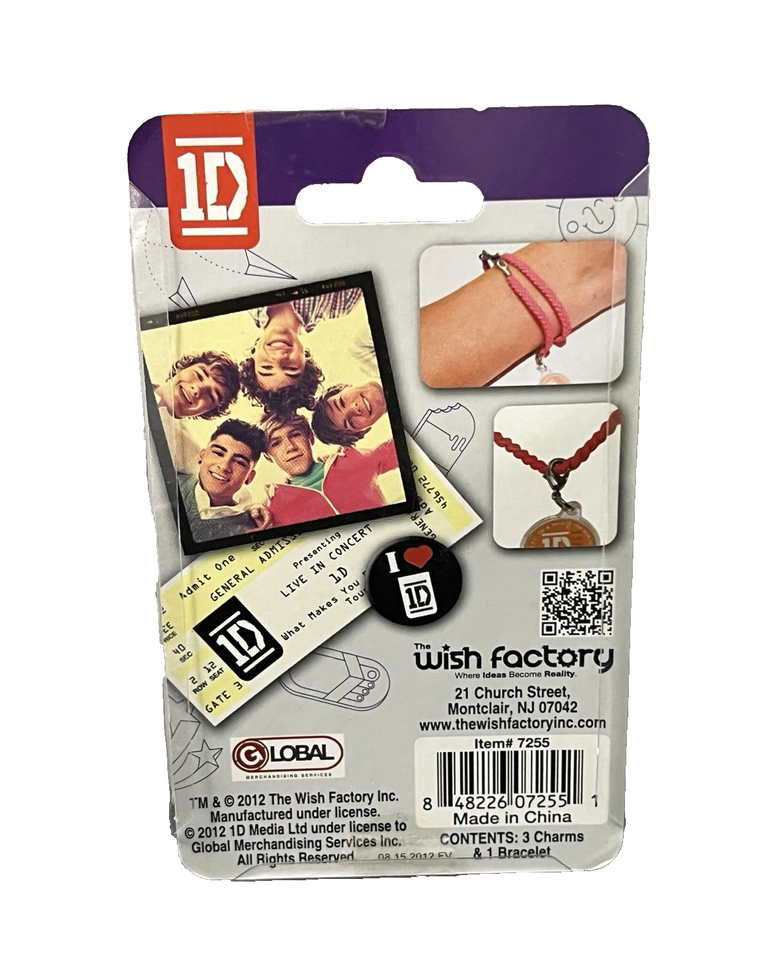 One Direction Pop Band Charm Bracelet Four Pieces Headshots- I Love ...