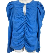 INC International Concepts Blue Puff Long Sleeve Key Hole Top Shirt NWT sz XL