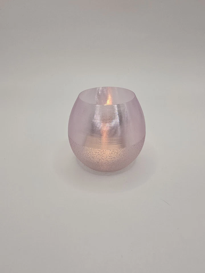 Candelabro de luz de té translúcido rosa perla impreso en 3D LED brillante decoración moderna Foto 4 de 4