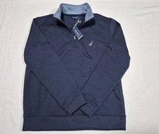 Nautica Men  s Navy Blue Quarter Zip Long Sleeve Fleece Warm Pullover