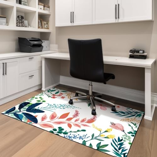 Floral Office Chair Mat for Hardwood Floors 36x48 Protects Desks