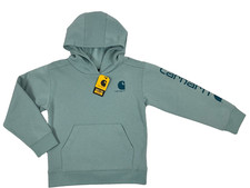 Carhartt Hoodie Youth Kids 6X Long-Sleeve Sage Green Graphic Pullover Logo NWT