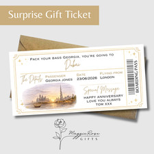 Personalised Surprise Dubai Trip Gift Ticket Voucher | Custom Holiday Reveal
