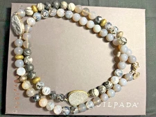 Ret., Vin. Silpada Ode to Geode necklace-32" Gray Druzy,, Hematite, Silver beads