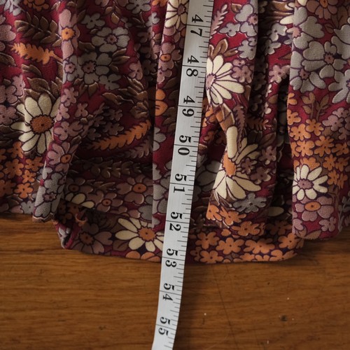 Vintage Maxi Dress Women Burgundy Floral Lace Trim 70s Style Small Boho Prairie, Size S, $75 - Photo 6