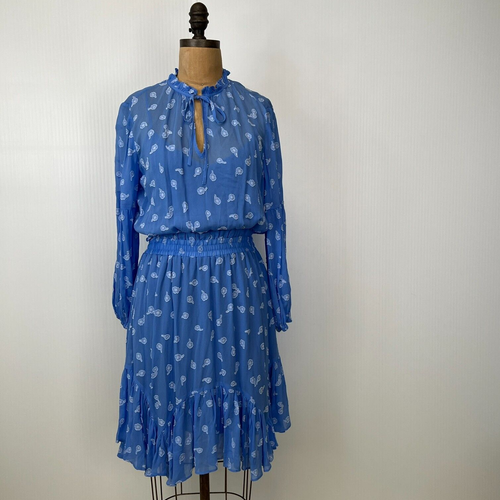 Shoshanna Dress Women 0 Floral Fringe Keyhole Tiered Ruffle Knee Work Party Core - 第 1/21 張圖片