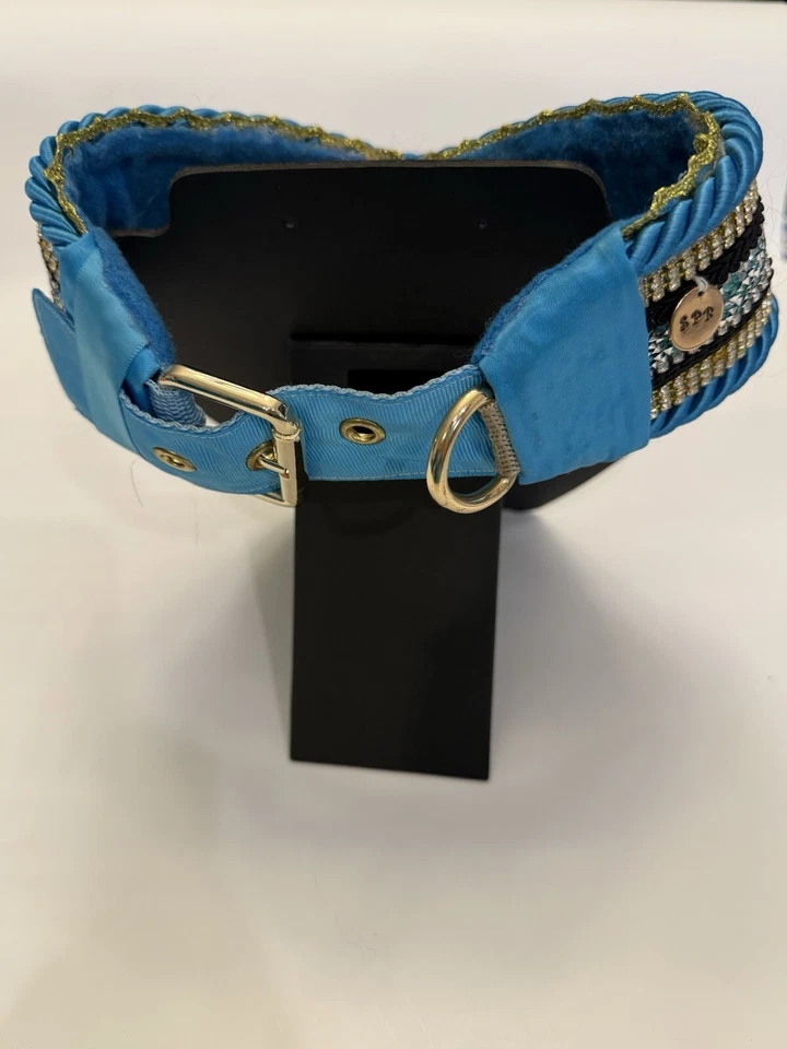 "Collar de perro león azul bowtique de cachorro mimado" hecho a mano 17-19"" ligeramente usado" Foto 4 de 4