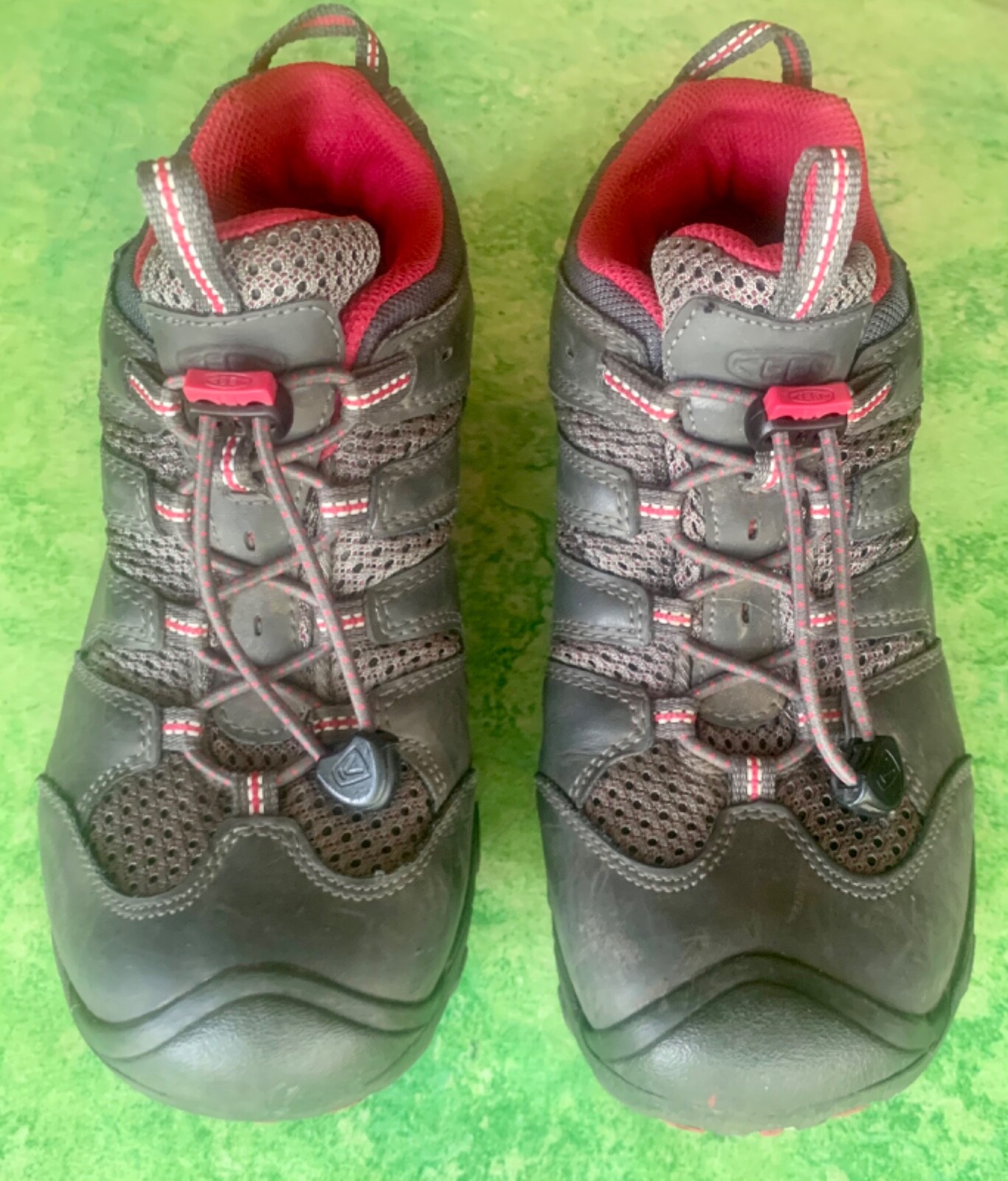 Xclnt! KEEN Low Top Hiking taglia 4 scarpe pelle donna acciaio grigio stringate 010814