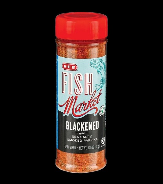 Condimento de mariscos ennegrecido Fish Market de 3,25 oz con sal marina y pimentón ahumado