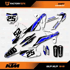White & Blue Shift Graphics Kit fits KTM 16-18 SX SXF XC XCF 125 200 250 300 450