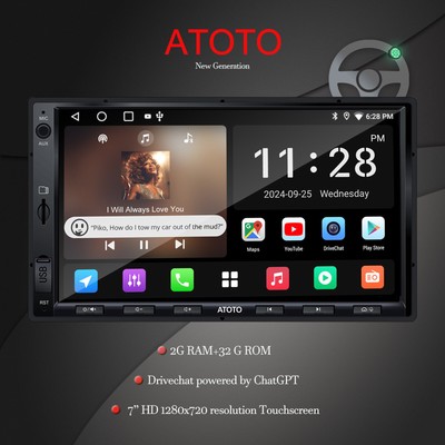ATOTO 7'' Double 2 DIN Car Stereo Apple Carplay Android Radio BT GPS NAVI w/ SWC