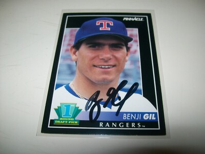 1992 SCORE PINNACLE RC BENJI GIL AUTOGRAPH SIGNED AUTO #302 TEXAS RANGERS