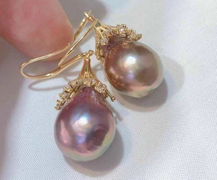 13X16mm Baroque Lavender FW pearl dangle earring 925ss - Image 3 of 3
