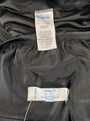 Two VTG Vanity Fair Women's Black Half Slip Nylon Lace Hem Lingerie Skirt Size L - Picture 10 of 12
