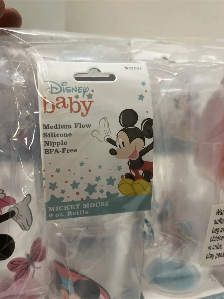 Disney Mickey Mouse Biberón 9 OZ Flujo Medio Silicona Pezón BPA Cantidad Libre 12 Foto 4 de 4