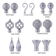 Image of 19mm Curtain Pole Ends Finials Pack Of 2 Adjustable Screws Available in Colours