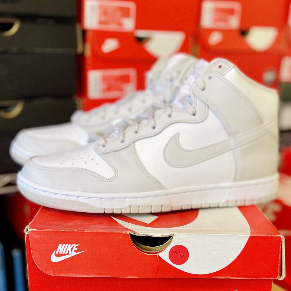 %Size 11 Nike Dunk High DD1399-100 Men Sneakers White Vast Gray Leather Shoes A6 Brand New Nike Dunk High Vast Grey 2021 Size 11.5  main image 3