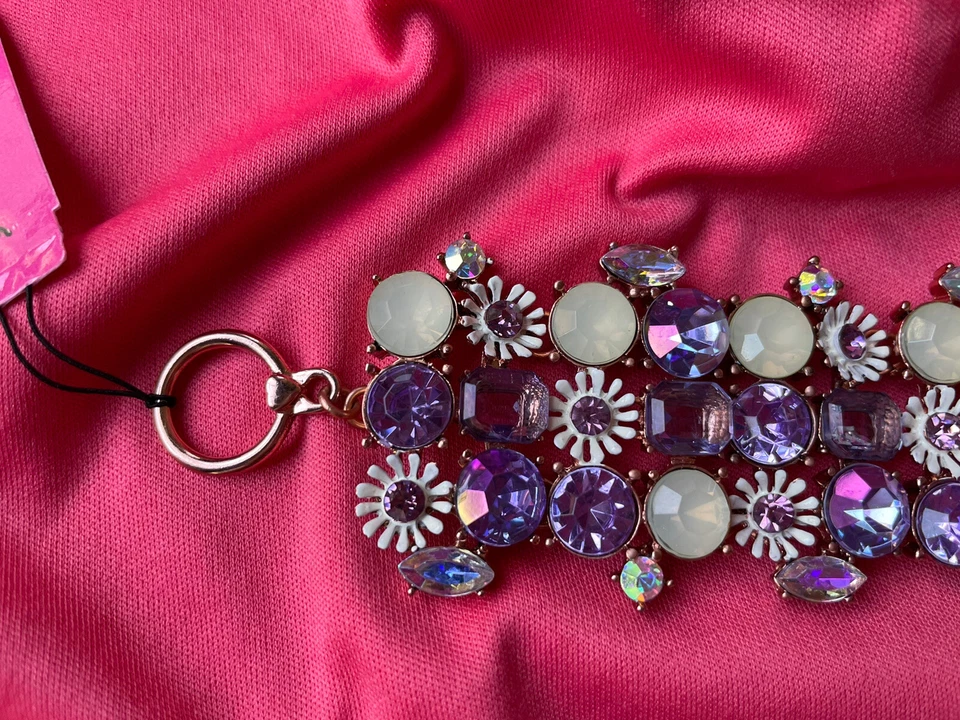 Pulsera Betsey Johnson Spring Fling lavanda púrpura blanco margarita cobre flor Foto 3 de 4