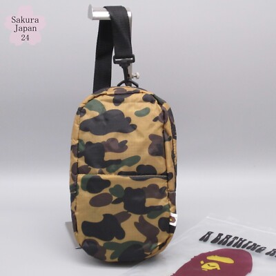 A BATHING APE スリング ショルダー バッグ大 BAPE Sling Bag Crossbody Camo Yellow 2015 SMR Official Japanese